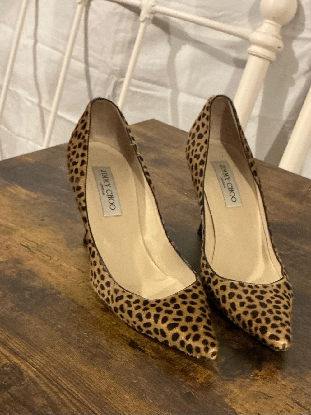 Jimmy Choo Leopard-Print Pointed Toe Pumps - Tan and Black